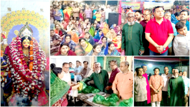 দেওভোগে শতবছরের ঐতিহ্যবাহী শীতলা পূজা পরিদর্শনে মনির হোসেন খান