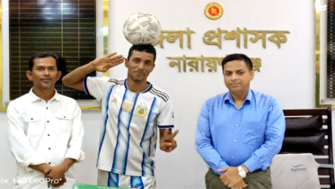 গিনেস রেকর্ডধারী “ফুটবল ম্যান” অসুস্থ মাসুদ রানার পাশে দাঁড়ালেন ডিসি রায়হান কবির