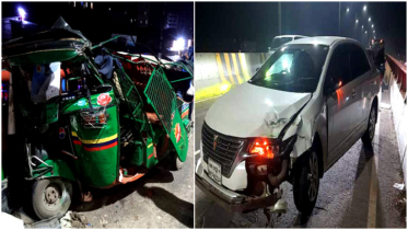 সিদ্ধিরগঞ্জে ফ্লাইওভারে প্রাইভেট কারের ধাক্কায় সিএনজি উল্টে শিশু নিহত, আহত ৪