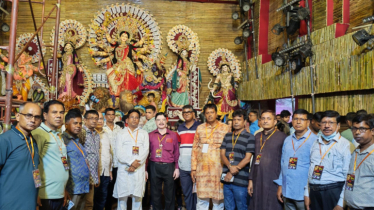 নারায়ণগঞ্জ শহরের বিভিন্ন পূজামণ্ডপ পরিদর্শন করলেন ঐক্য পরিষদের নেতৃবৃন্দ
